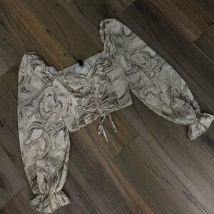 Elegant Cream and Gray Women's Top